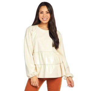 NWT MUD PIE LOVIE TOP CREAM SIZE LARGE
